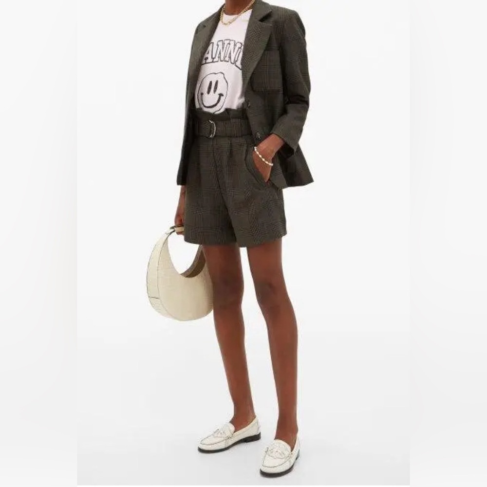 GANNI Prince of Wales Plaid Blazer/Short Set